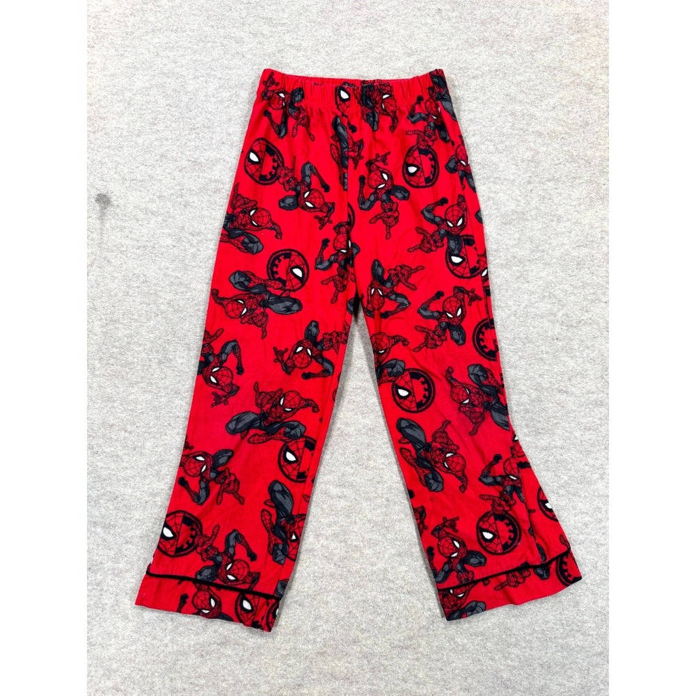 Marvel Pajama Pants Boys (6/7) Red Black Allover Spiderman Print Straight Leg